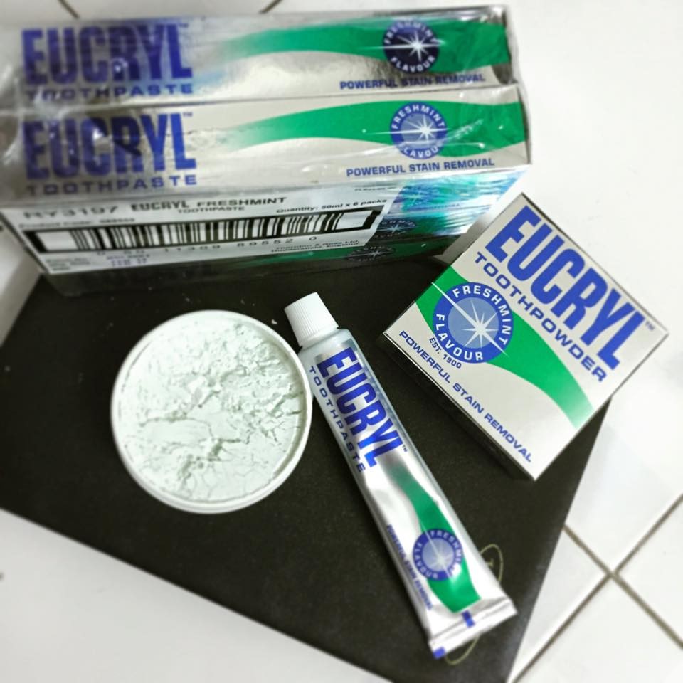 Combo BỘT + KEM đánh tẩy trắng răng Eucryl - Anh Quốc