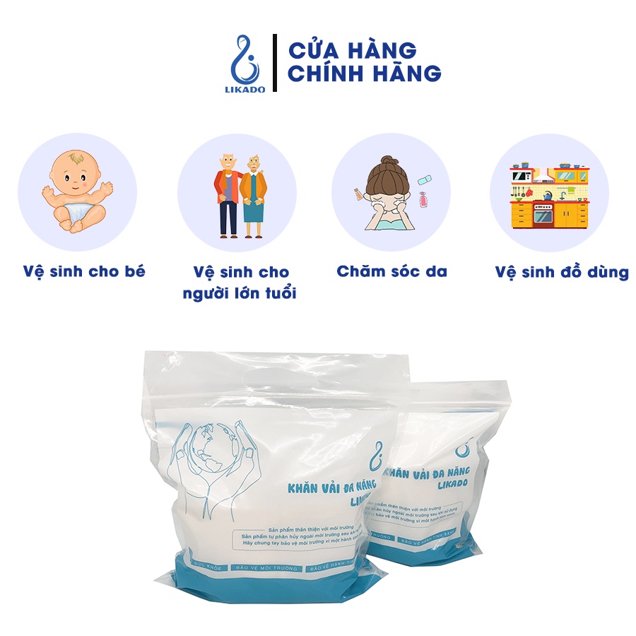  Khăn lau mặt dùng 1 lần spa LIKADO kích thước  20x20cm  50 tờ  1 cuộn  