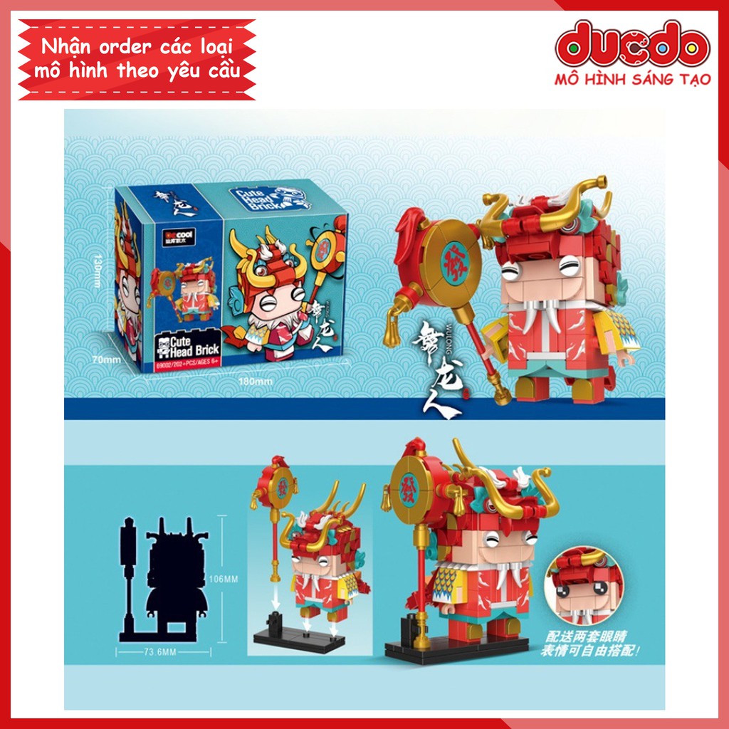 Brick Headz nhân vật Thần tài, Kỳ Lân tuyệt đẹp - Đồ chơi Lắp ghép Mini Minifigures Mô hình BrickHeadz Decool 69001