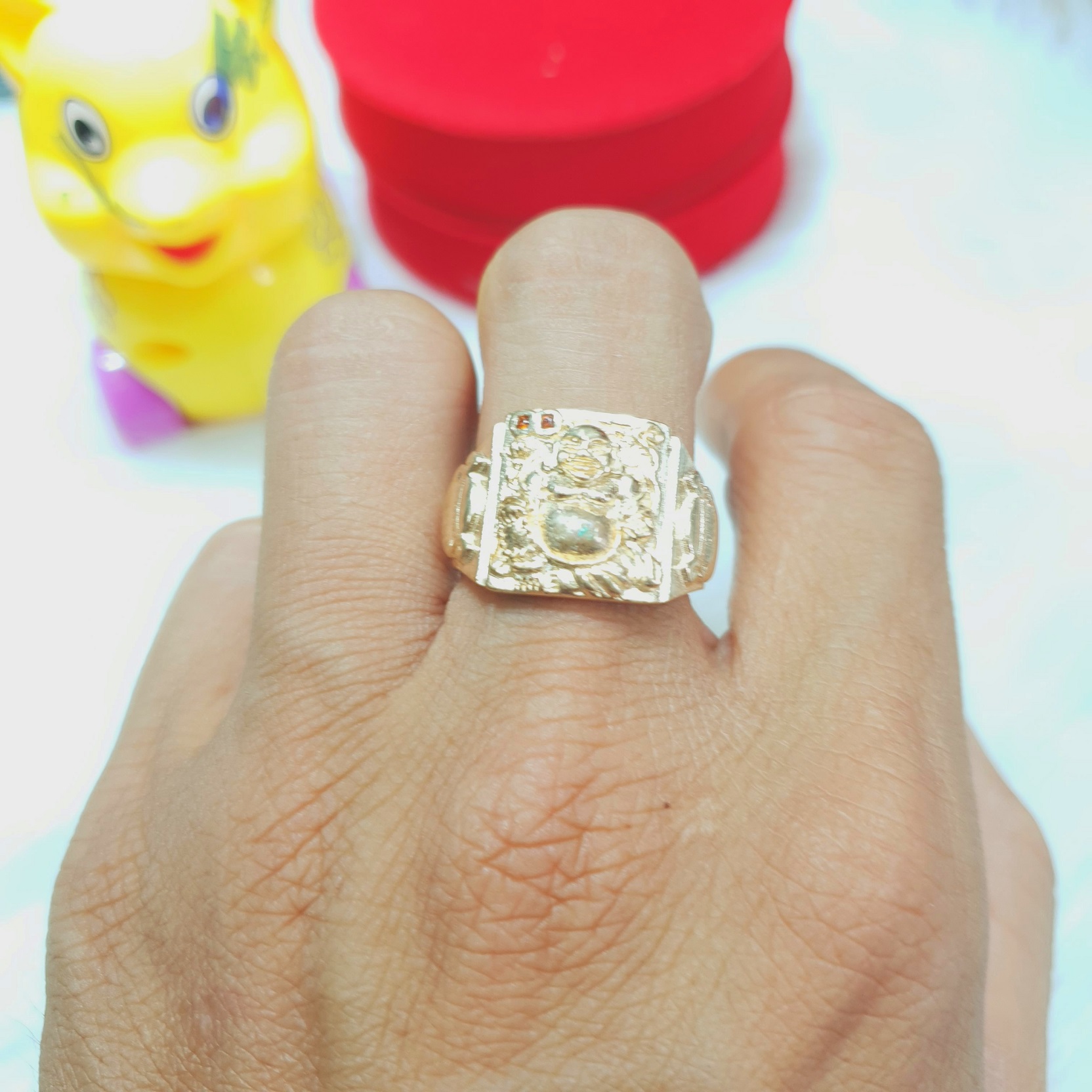 (Có ký hiệu-Dùng vĩnh viễn-Tay nhỏ) Nhẫn Nam Di Lặc Tài Lộc Vàng Vonfram Cao Cấp- Dùng lâu dài tắm rửa thoải mái không phai màu