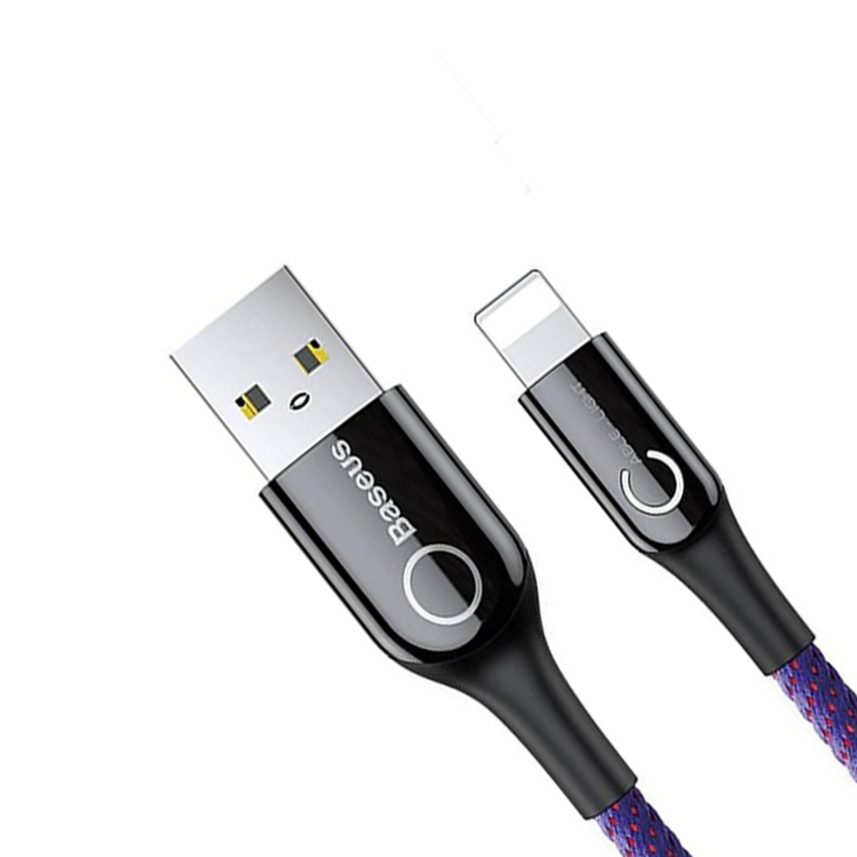 Cáp sạc 2.4A Baseus C-Shaped Lightning dây bện dù tự ngắt thông minh dài 1M cho iPhone