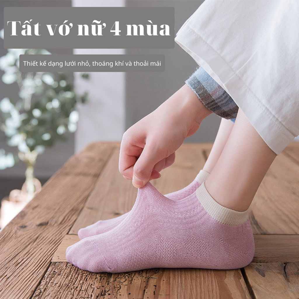 [ SET 5 ĐÔI ] Tất vớ nữ gân hoa văn nhiều màu