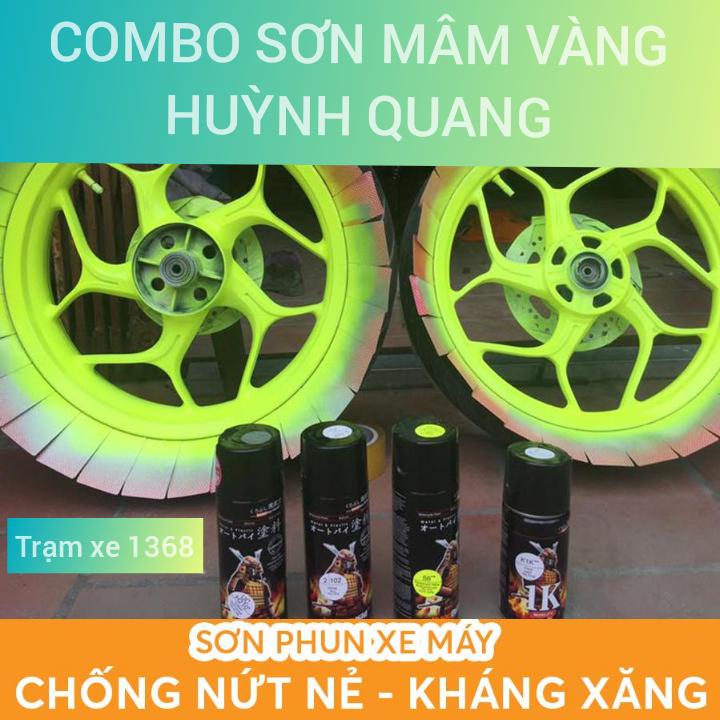 COMBO SƠN SAMURAI MÀU VÀNG CHANH HUỲNH QUANG 56 GỒM 4 CHAI ĐỦ QUY TRÌNH SƠN BỀN ĐẸP