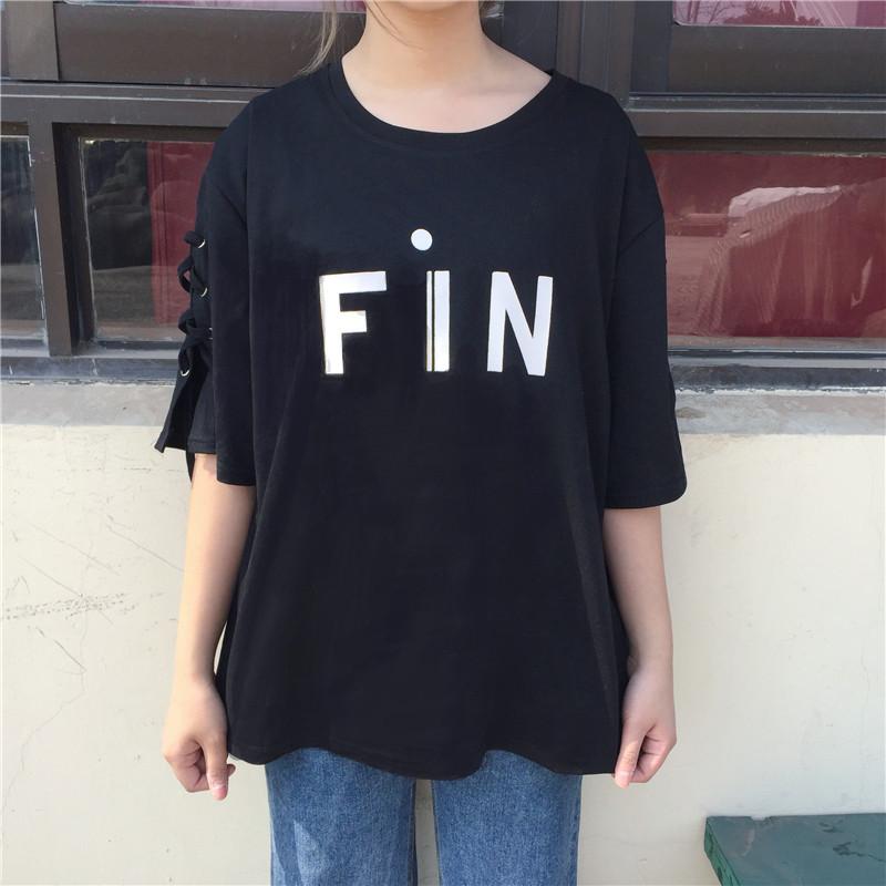 Áo Thun Cotton Tay Lỡ FIN Đen Cá Tính