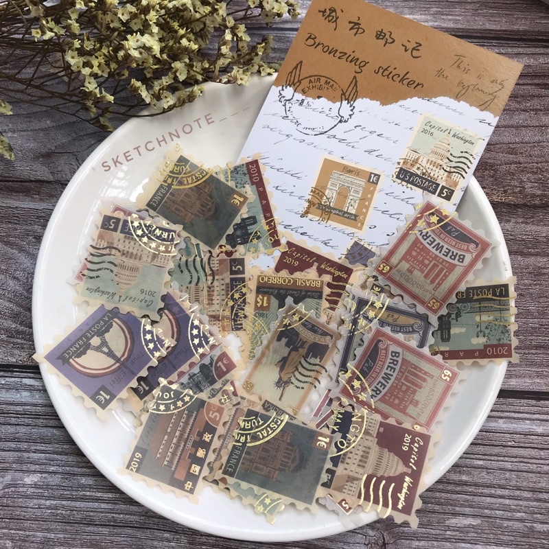 Sticker vintage dập vàng gold ST014