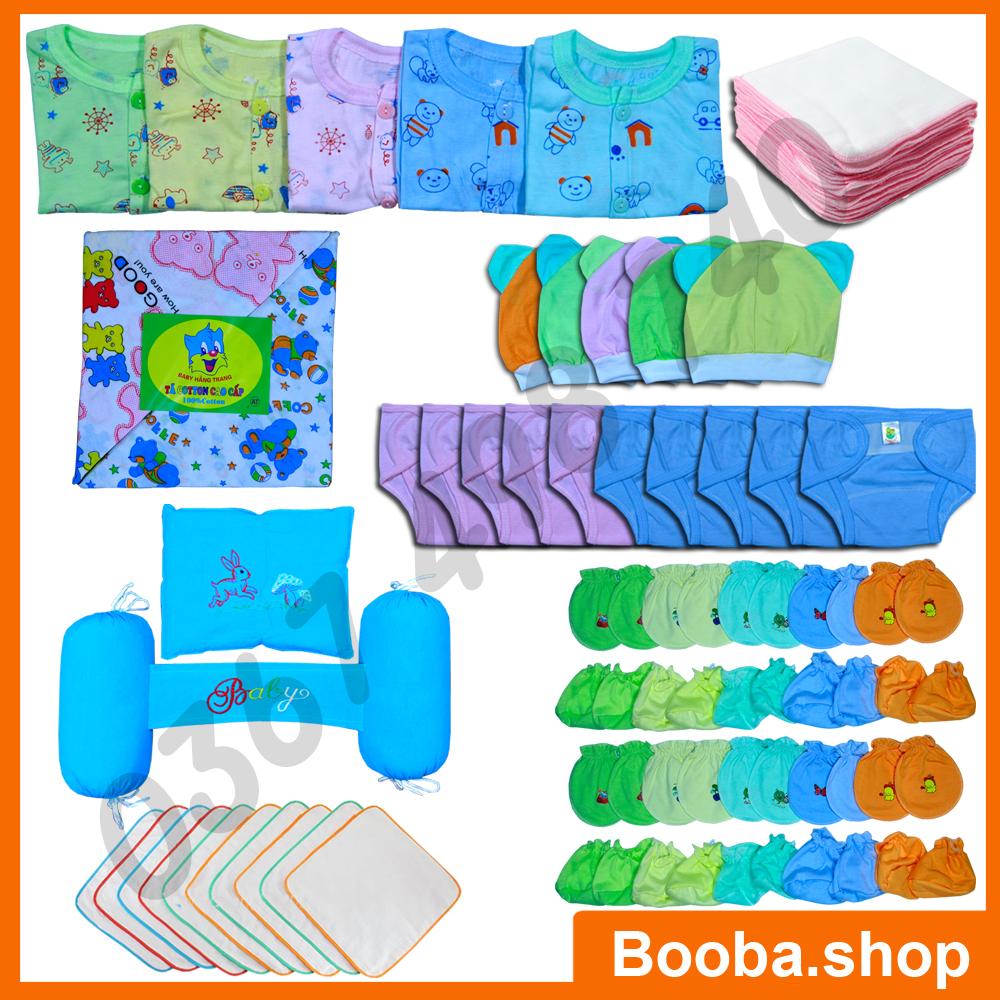 Combo 72 Món Đồ Dùng Cho Bé Sơ Sinh từ 2-8kg ( áo hoa cộc tay nút giữa) 72ACH - Booba.shop ( đồ cho trẻ sơ sinh )