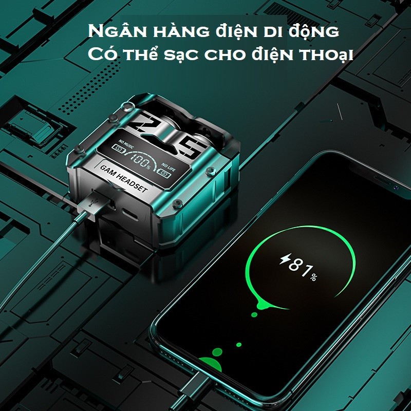 Tai Nghe Nhét Tai Gaming M25 TWS , Tai Nghe Bluetooth Gaming M25 , Màn Hình Led , Âm Thanh HIFi Giảm Ồn ENC , Bluetooth 5.2 , Độ Trễ Cực Thấp