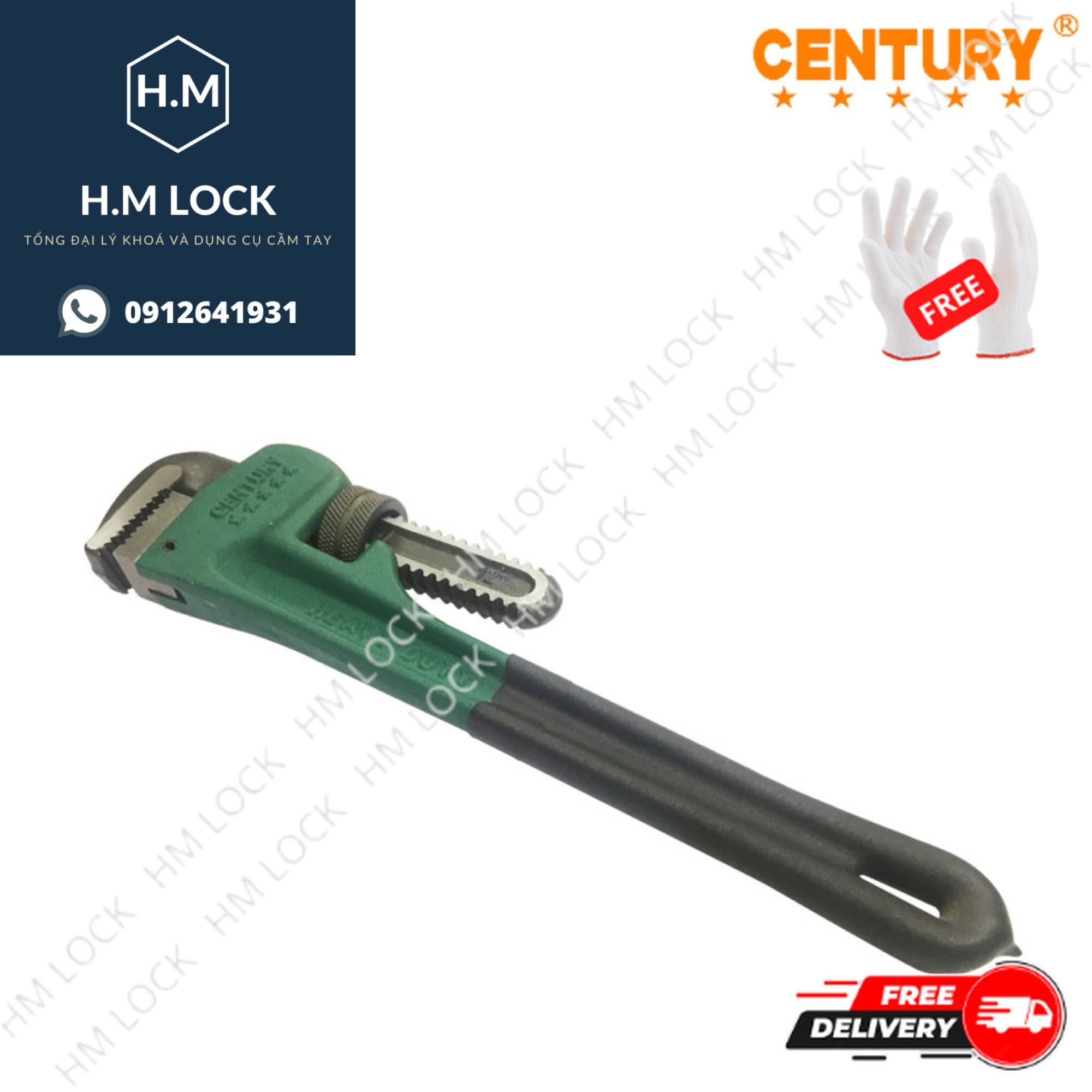 Mỏ lết răng 18 inch / 450mm century - thép carbon siêu cứng - độ mở miệng: 95mm - hm lock
