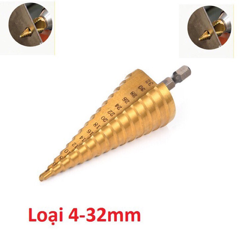 Mũi khoan bước tháp 4-32mm Titanium siêu bền _TKDN
