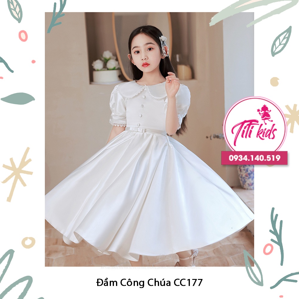 Váy Đầm Công Chúa Bé Gái Trắng Phi Tiểu Thư Cao Cấp CC177