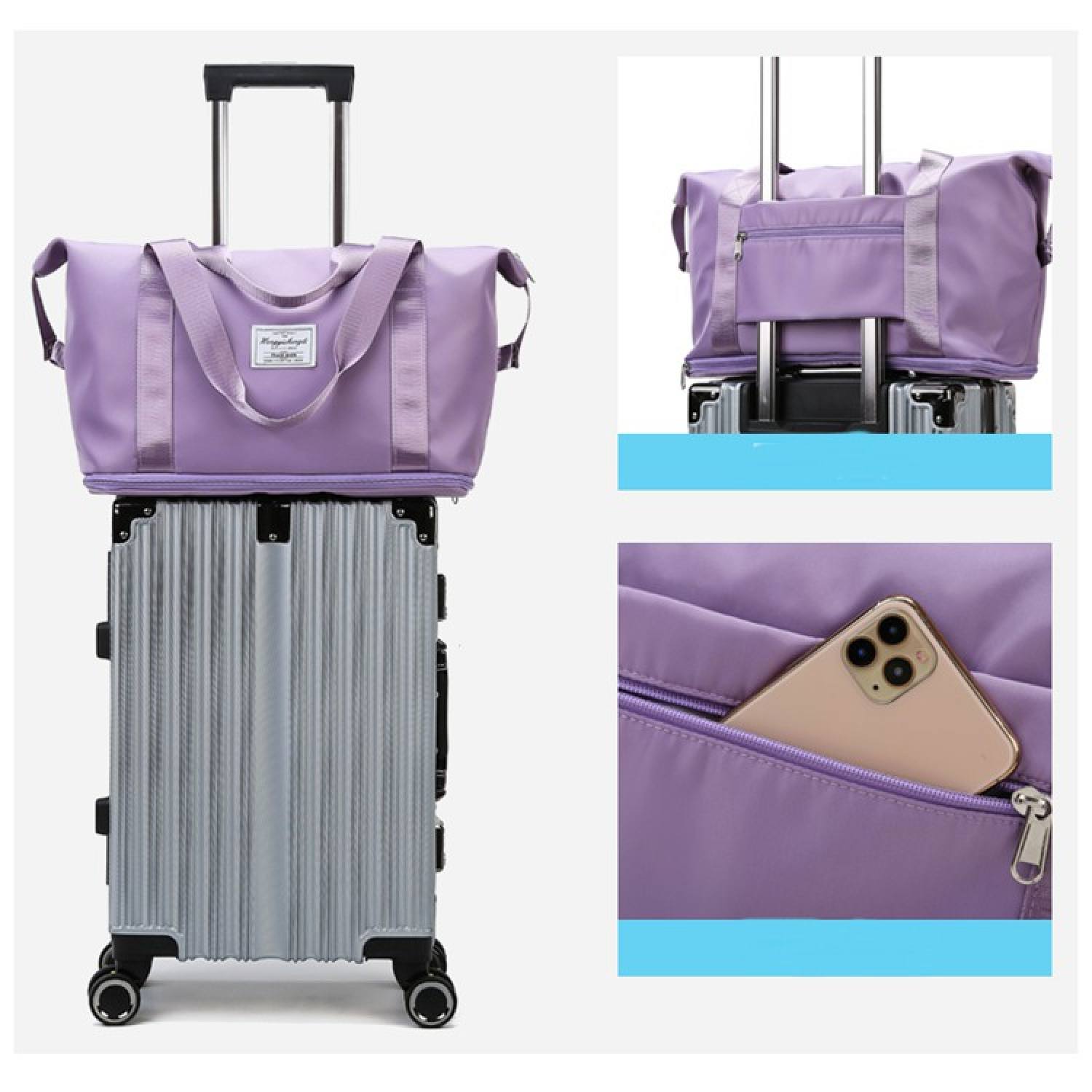 Túi xách du lịch 2 tầng có nhiều ngăn đựng chất liệu vải dù chống thấm nước có thể thu gọn như túi 1 tầng