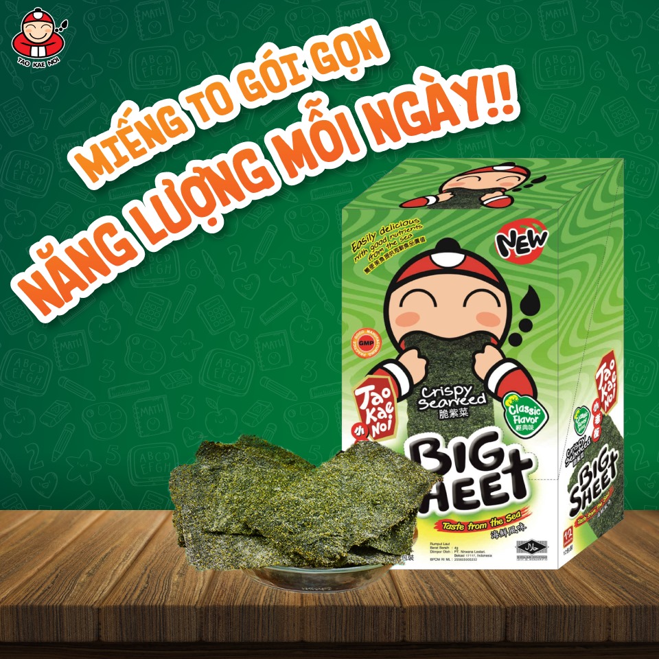 Rong biển TaoKaeNoi BIG SHEET 3.2g ( Hộp 12 gói)