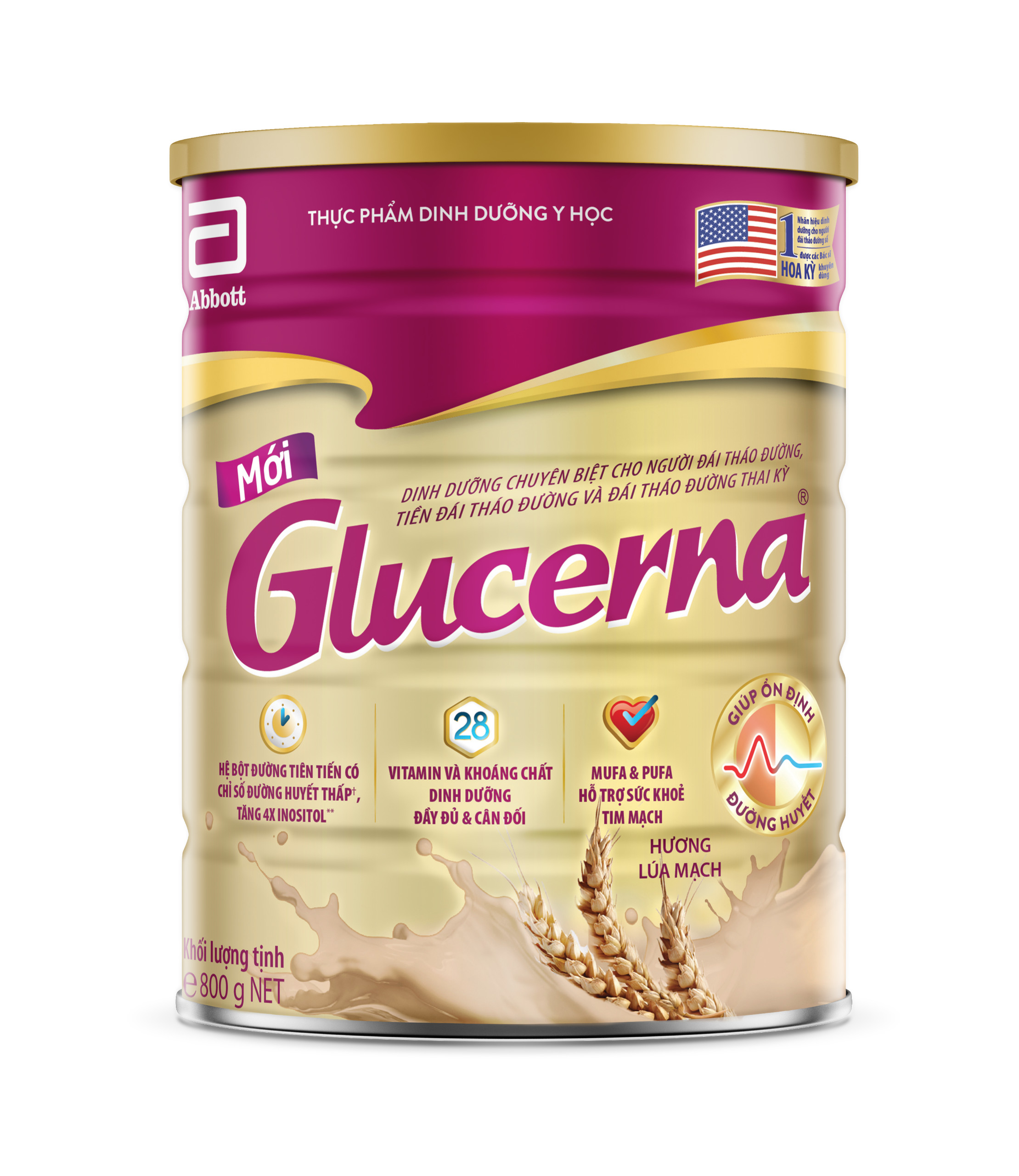 [CHỈ 20H 04-08.05 QUÀ TẶNG CHO ĐH 1500K-SLCH] Sữa bột Glucerna hương lúa mạch 800g