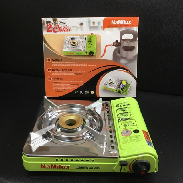 [ Combo Kèm 1 Lon Mini ] Bếp mini 2 chiều Namilux PL1951PS ( Dùng gas mini + gas 12kg ) ( Màu Ngẫu Nhiên )