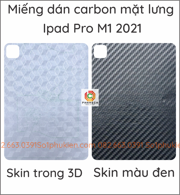 Miếng dán mặt lưng skin carbon Ipad Pro M1 2021