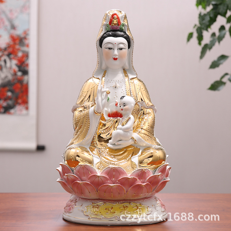 Gốm sứ zhenyi ㊣12-18 tượng phật bằng gốm sứ quán thế âm bồ tát