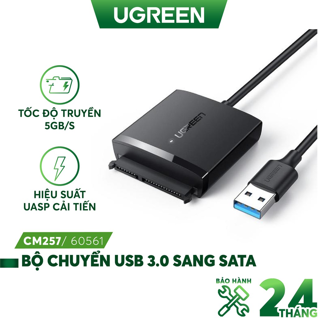 Cáp chuyển đổi usb 3.0 sang sata cho ổ cứng sata 2,5 /3,5 inch ugreen 60561 cao cấp