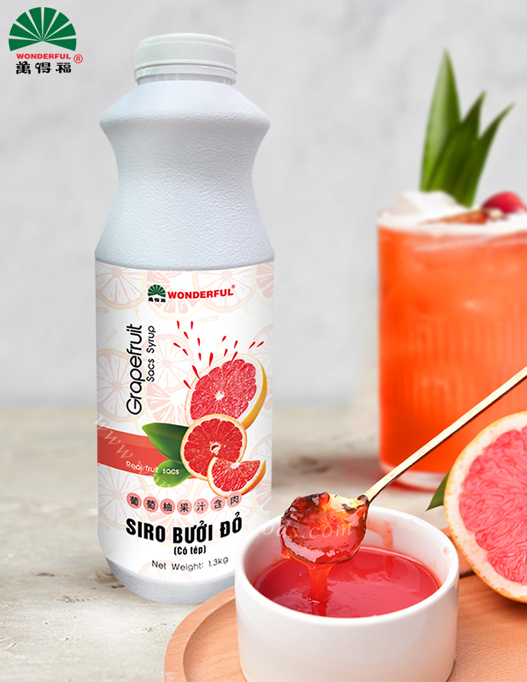 Siro bưởi đỏ (có tép) Wonderful chai 1.3kg