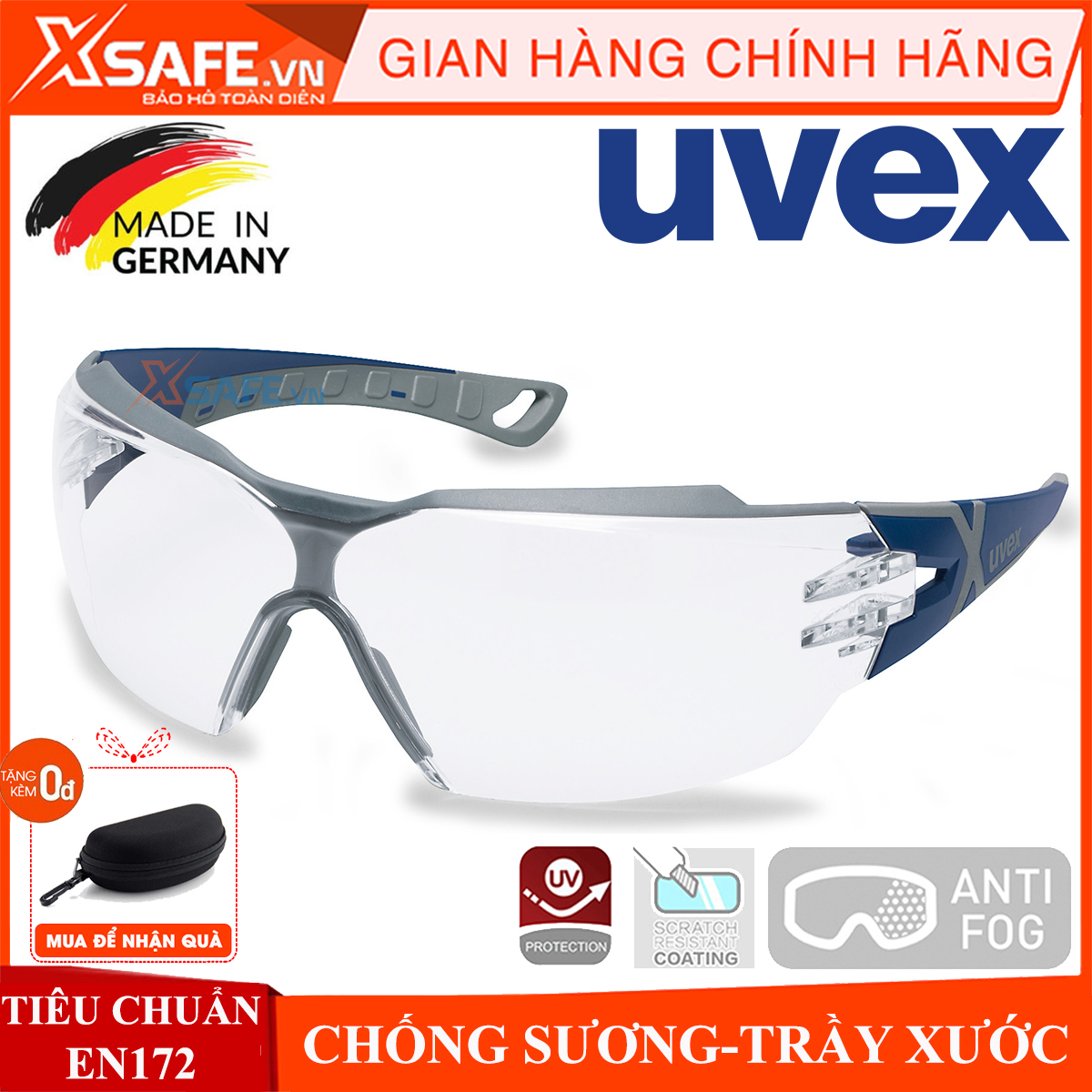 Kính bảo hộ UVEX PHEOS CX2 9198257 kính chống bụi chống hơi nước trầy xước