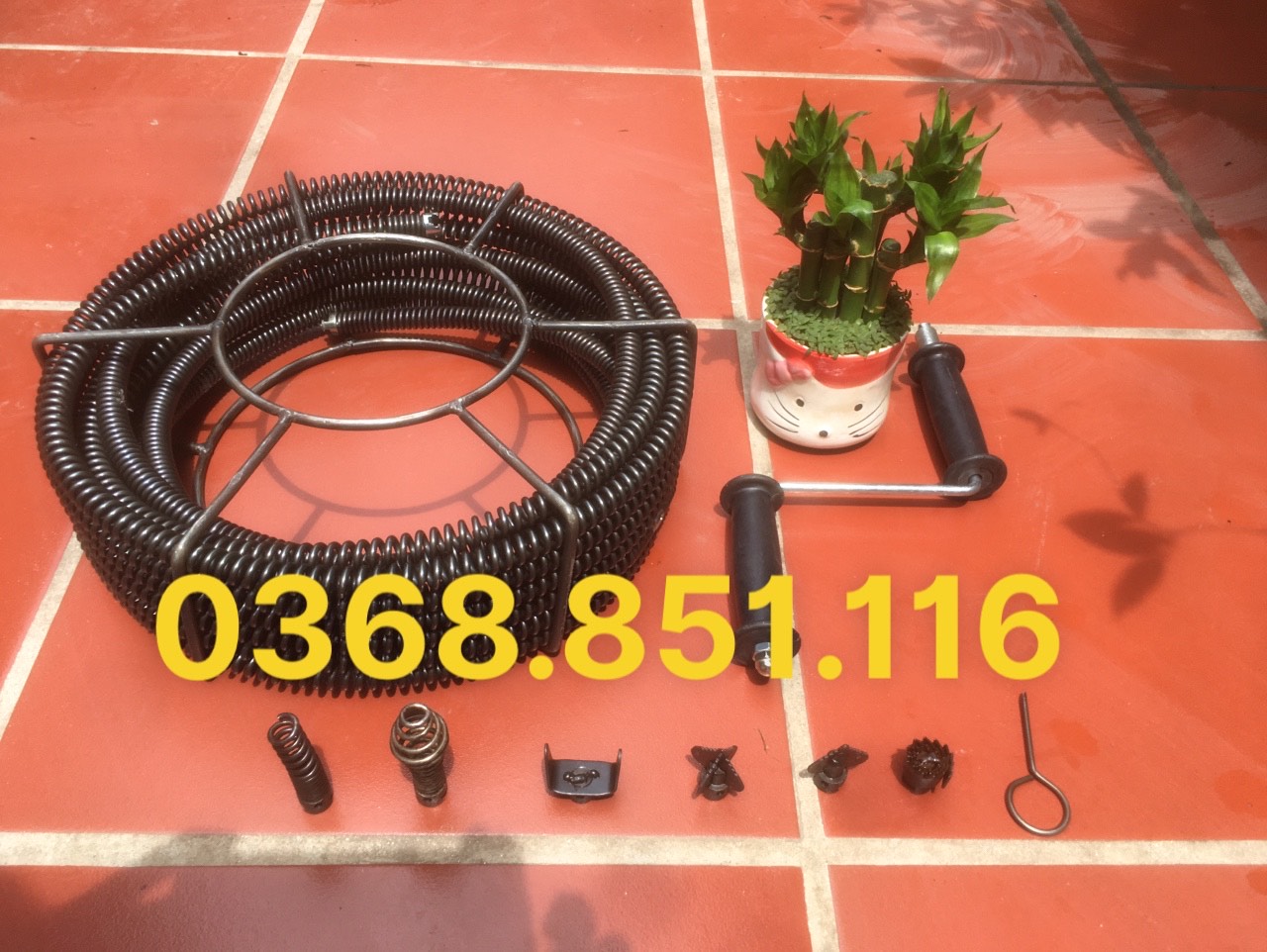 Dây thông cống LÒ XO 3M ( 3M + 6 đầu thông + tay quay......)