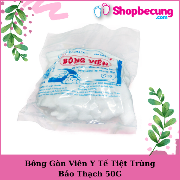 Bông gòn viên y tế tiệt trùng bảo thạch 50g