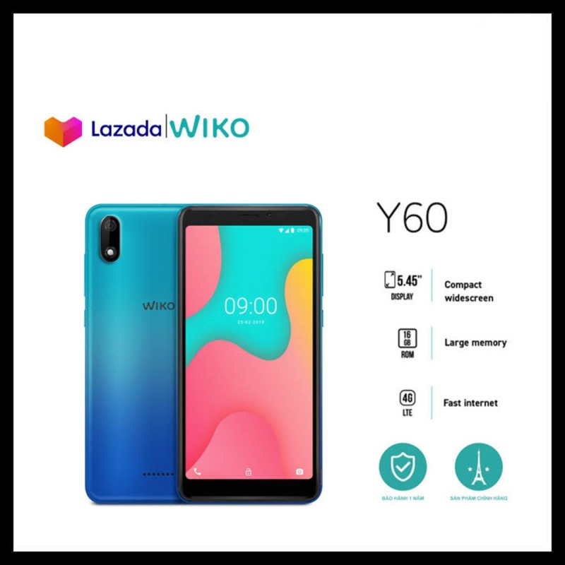 Điện thoại Wiko Y60 - Ram 1GB, Rom 16GB, Pin 2500 mAh, Màn hình 5.45, Camera sau 5.0 MP, Camera trước 5.0 MP - Hãng phân phối chính thức
