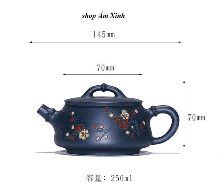 Ấm tử sa nghi hưng thạch biều mai hoa 250 ml