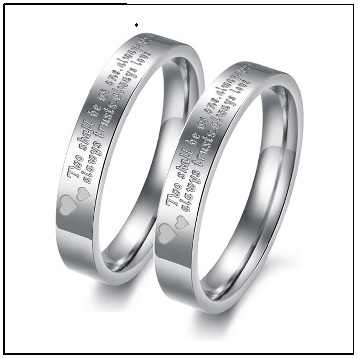 1 Chiếc NHẪN ĐÔI INOX KHẮC CHỮ THỜI TRANG (Mua 2 chiếc tặng kèm hộp nhẫn)- QC07