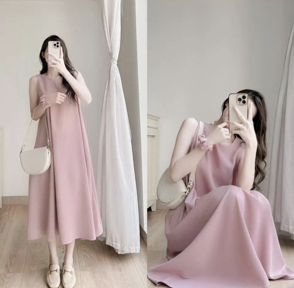 Váy bầu dáng dài đầm bầu dài VIBA