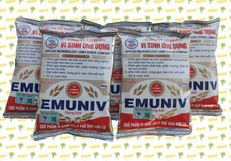 [Combo 5 Gói] Chế phẩm EMUNIV bột 200g ủ phân và rác thải hữu cơ