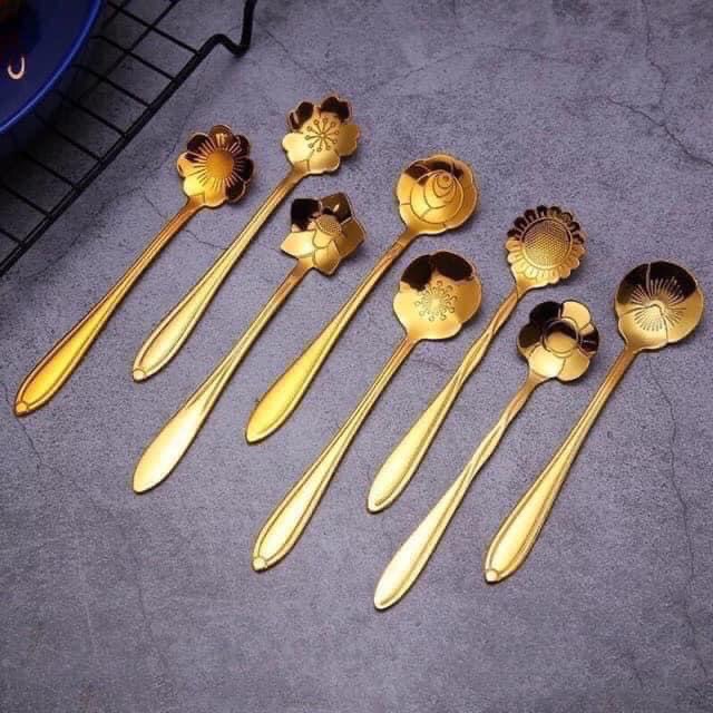 Set 8 thìa cà phê, pha trà mạ vàng siêu sang chảnh