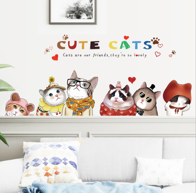 Decal dán tường Mèo cute TLL126