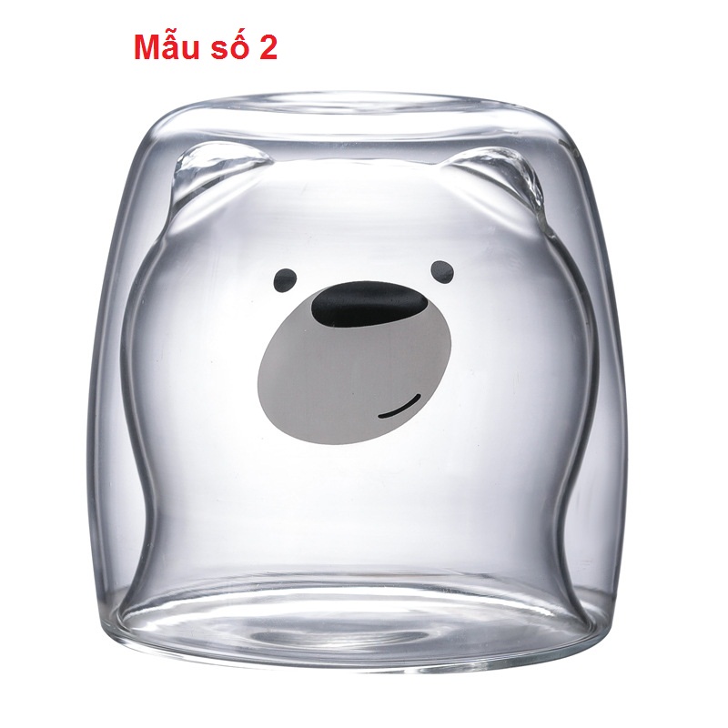 Ly gấu thủy tinh 2 lớp dễ thương
