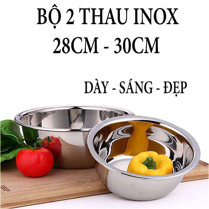 Rửa rau, củ quả bằng inox 28cm - 30cm. thau đựng rau củ