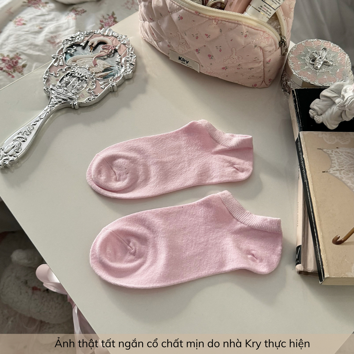Tất nữ ngắn cổ trơn màu basic cotton mịn Krystore NC23