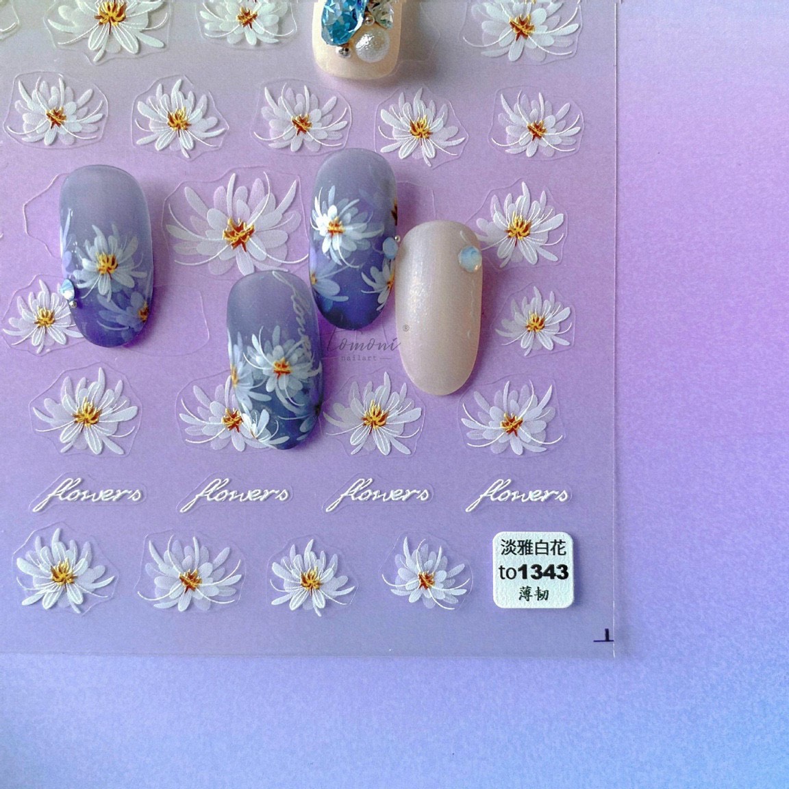 sticker lụa 5d mẫu hoa cao cấp ( 1343 )dán móng tay nail