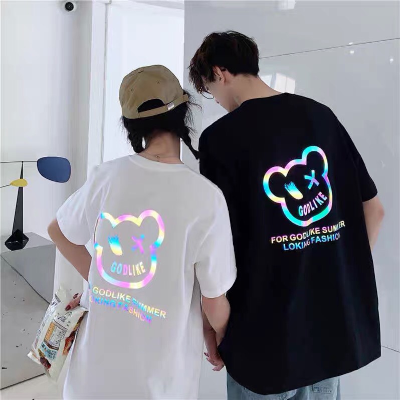 SET ÁO ĐÔI PHẢN QUANG LOGO GẤU NAM NỮ ĐẦY CÁ TÍNH
