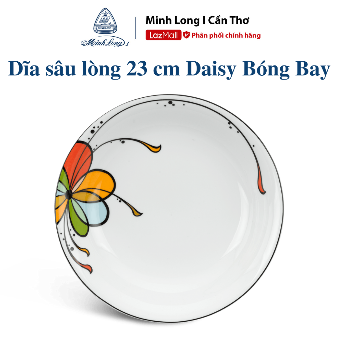 Dĩa Sâu Lòng Minh Long 23 cm Daisy - Bóng Bay - Bằng Sứ Hàng Đẹp Cao Cấp dùng trong gia đình đãi khách quà tặng tân gia bạn bè người thân
