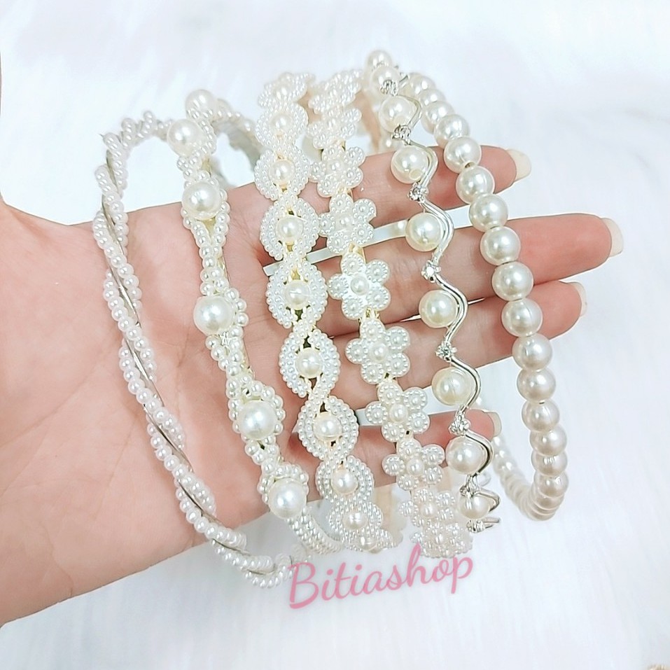 BĂNG ĐÔ CÀI TÓC HẠT CHÂU TRẮNG NỮ TÍNH
