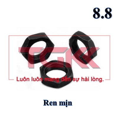 Đai ốc mỏng thép đen 8.8 ren mịn (M10-M18)