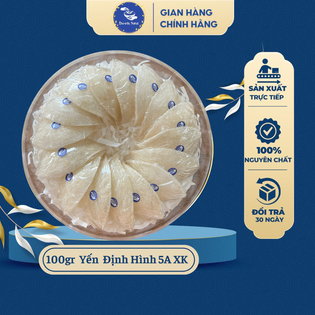 Yến sào định hình 5a xuất khẩu dewis nest 100% nguyên chất, dòng cao cấp chuyên xuất khẩu 50gr/100gr, kèm hộp quà