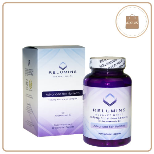 [CHÍNH HÃNG] Viên uống trắng da Relumins Advance White 1650mg Glutathione Complex 90 viên của Mỹ - chuyên phục hồi, cải thiện sắc tố da giúp da trắng hồng và tươi trẻ, tăng cường sự đàn hồi cho da - KIXI2K