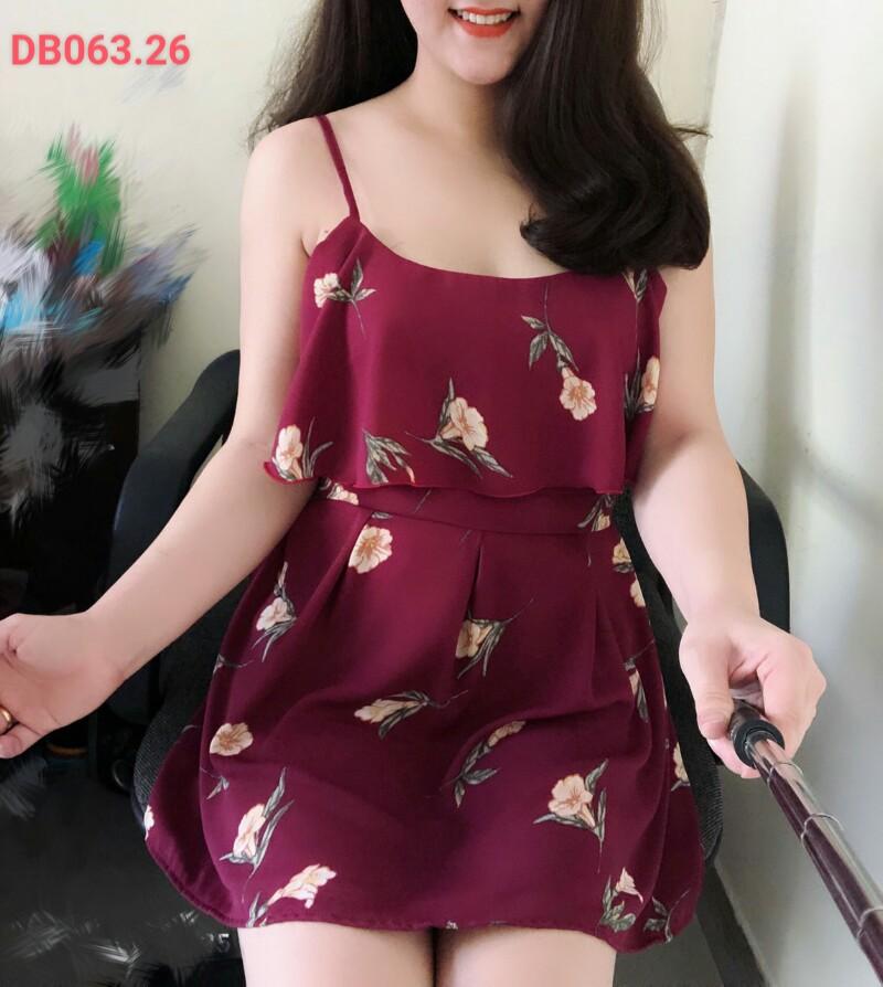 Đầm voan hoa kèm quần-DT