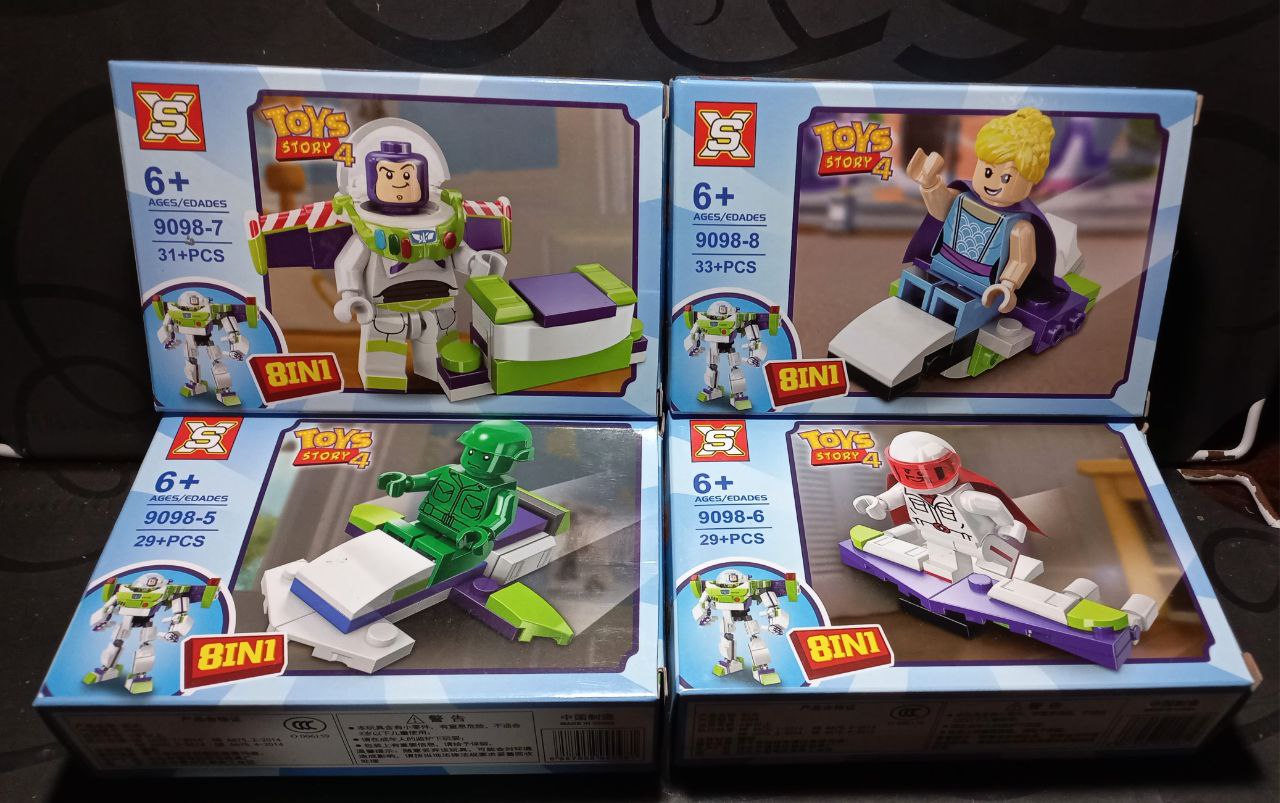 Lego xếp hình mô hình toy story 4, lego nhân vật phim hoạt hình 8in1, phiên bản xs9098, hộp size 14cm 07059