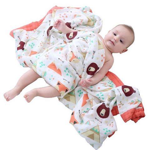 Chăn aden sợi tre 4 lớp có viền kích thước 120*120cm