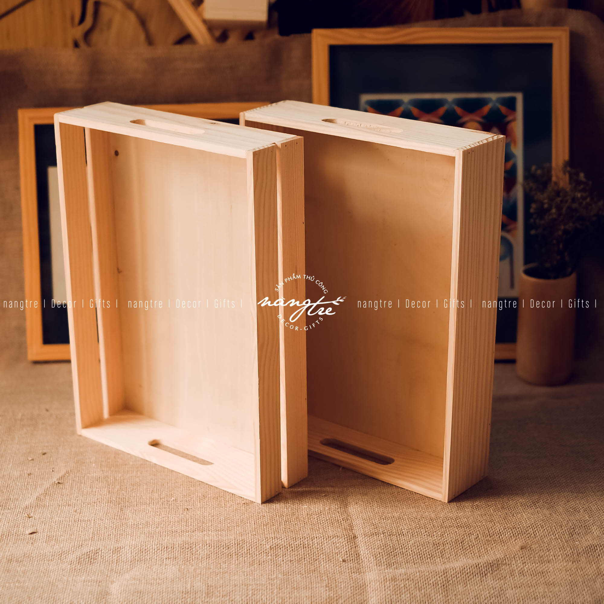 Khay quà bằng gỗ/ Khay gỗ đựng quà (8x28x38cm)