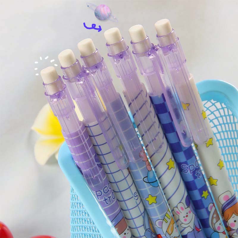 Bút Chì Bấm 0.5mm Màu Tím Họa Tiết Phi Hành Gia