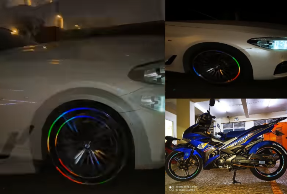 Decal 7 Màu Phản gián vành xe ô tô xe máy