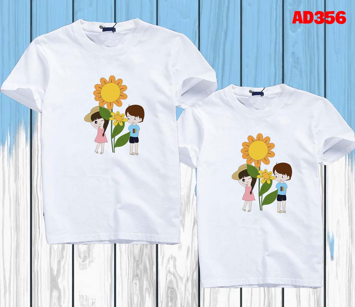 Áo thun cặp đôi tình nhân nam nữ hình chibi