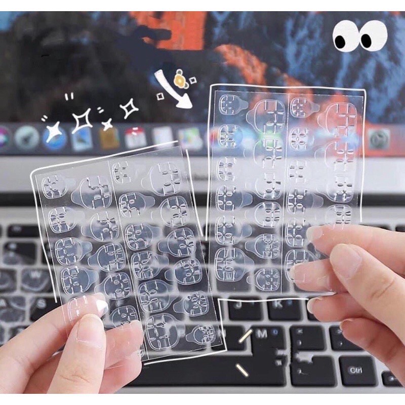 Miếng dán móng silicon trong suốt 2 mặt bộ 24 miếng